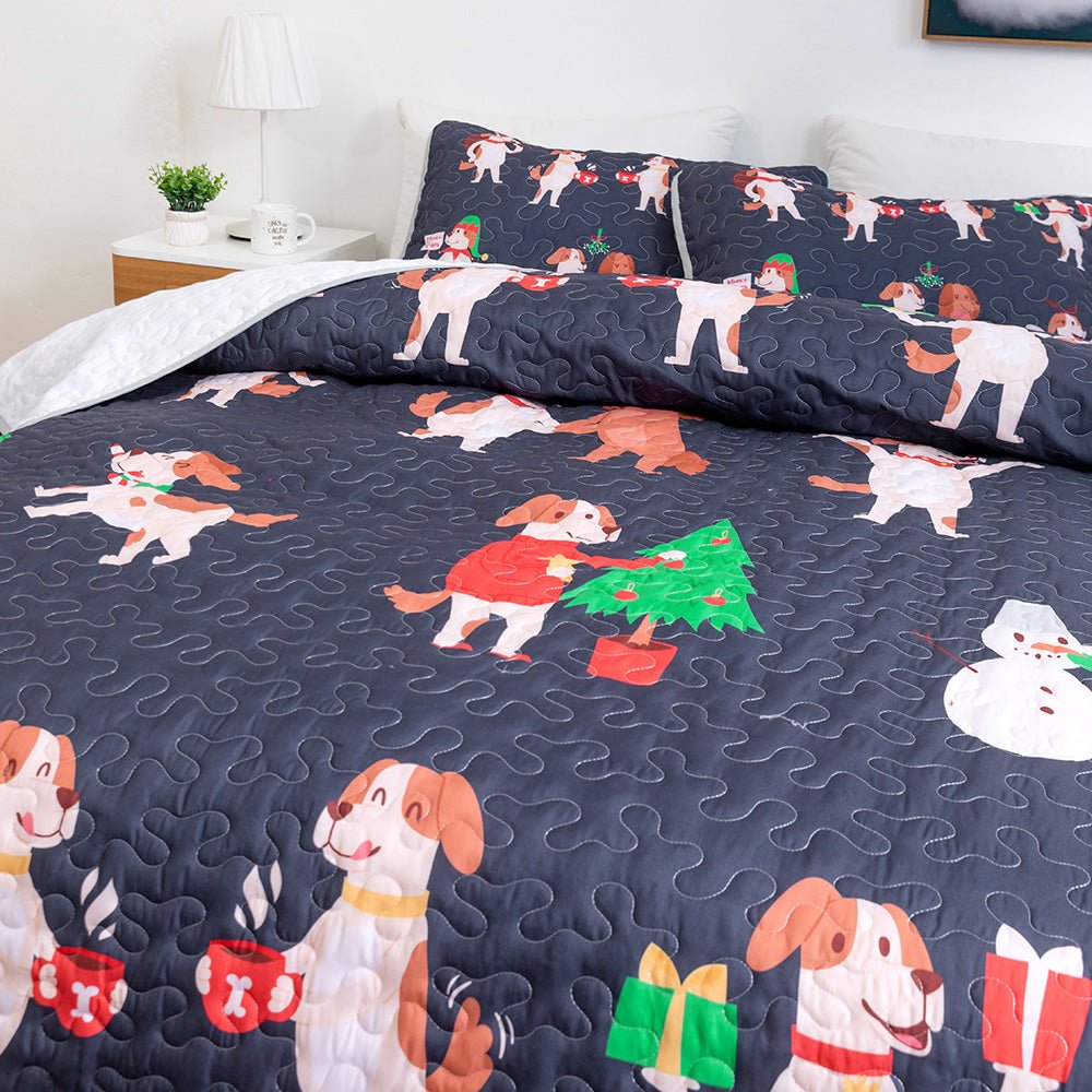 Christmas Dogs Bedspread Set - DormVibes