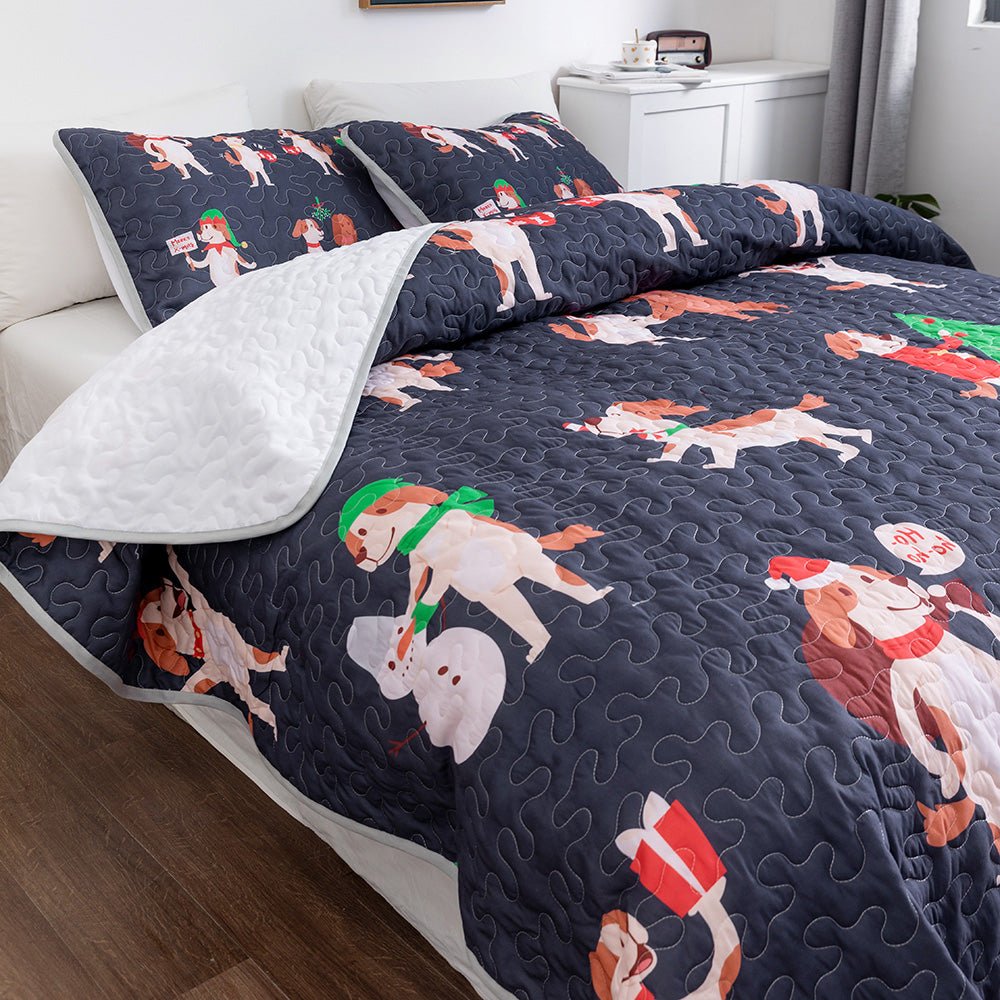 Christmas Dogs Bedspread Set - DormVibes