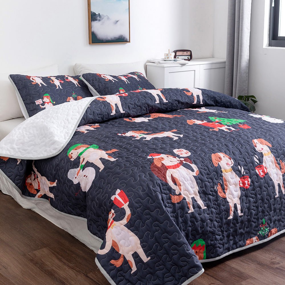 Christmas Dogs Bedspread Set - DormVibes