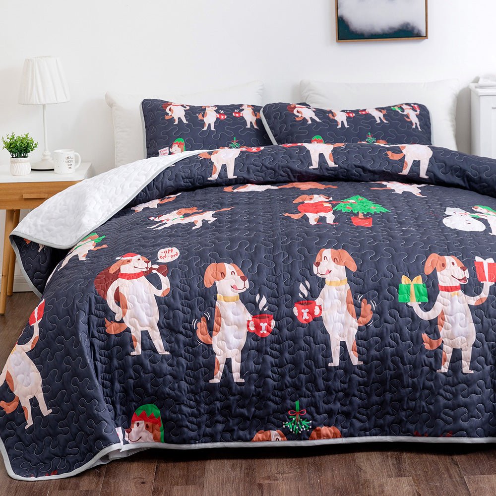 Christmas Dogs Bedspread Set - DormVibes