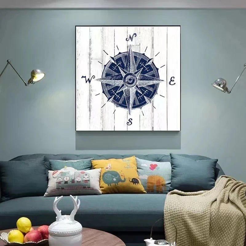 Coastal Wall Art Set: Nautical Charts, Lighthouse, Anchor, Compass - DormVibes