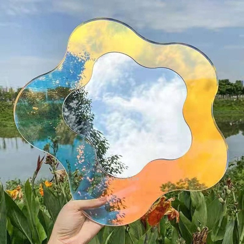 Colorful Acrylic Flower Mirror - Decorative Standing Mirror for Bedroom, Living Room, and Makeup Vanity - DormVibes