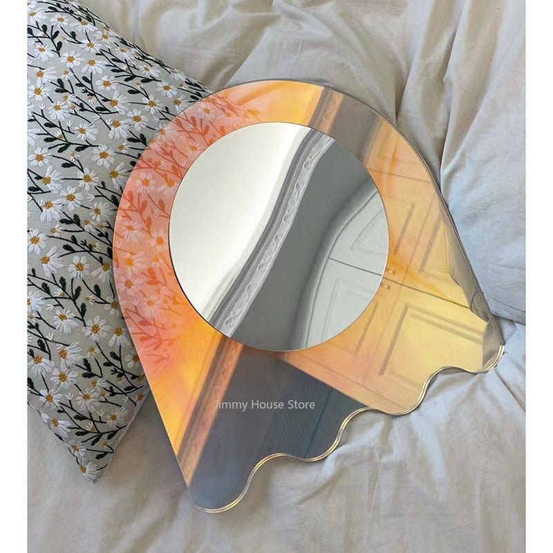 Colorful Acrylic Flower Mirror - Decorative Standing Mirror for Bedroom, Living Room, and Makeup Vanity - DormVibes