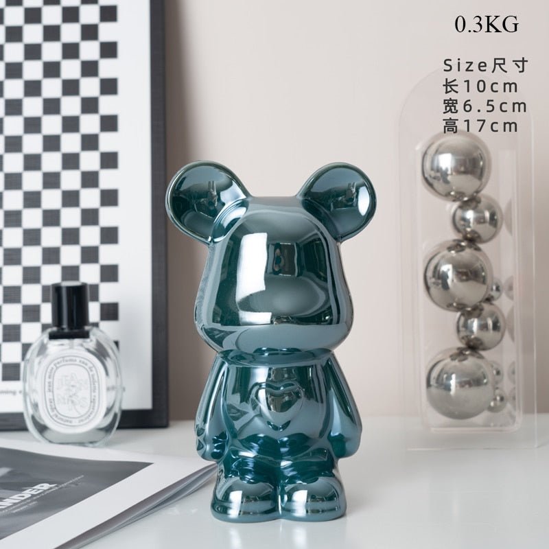 Colorful Ceramic Bear Sculpture and Statue Piggy Bank Desk Ornament - DormVibes