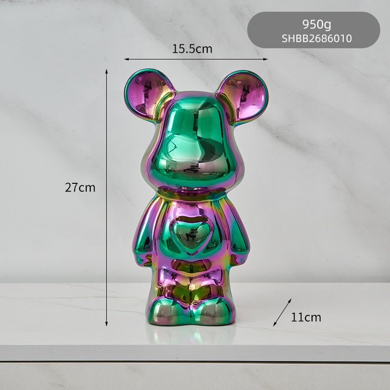 Colorful Ceramic Bear Sculpture and Statue Piggy Bank Desk Ornament - DormVibes