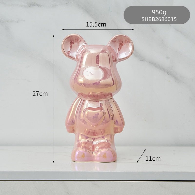 Colorful Ceramic Bear Sculpture and Statue Piggy Bank Desk Ornament - DormVibes