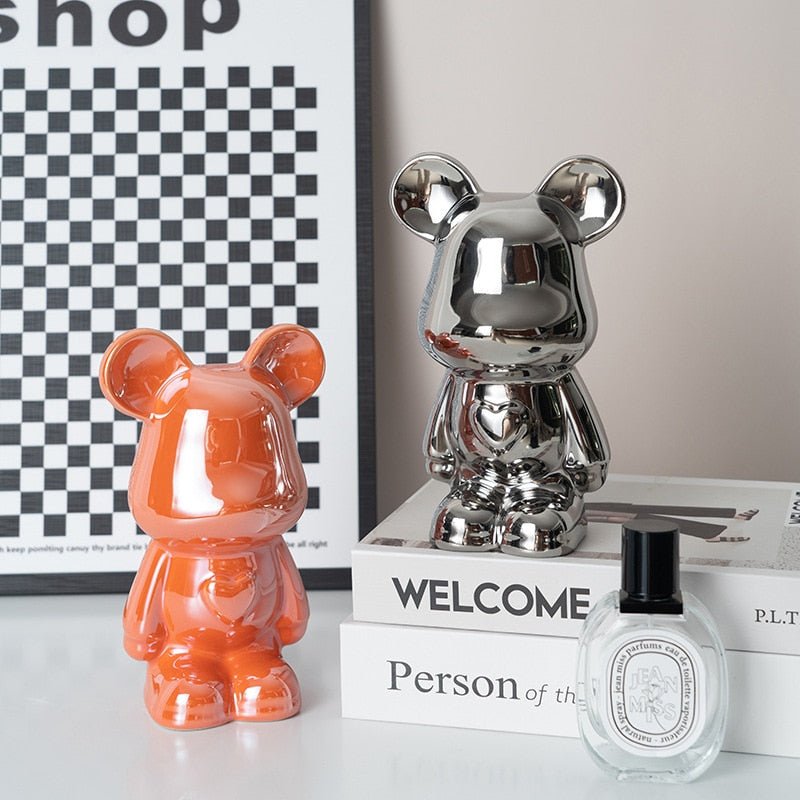 Colorful Ceramic Bear Sculpture and Statue Piggy Bank Desk Ornament - DormVibes