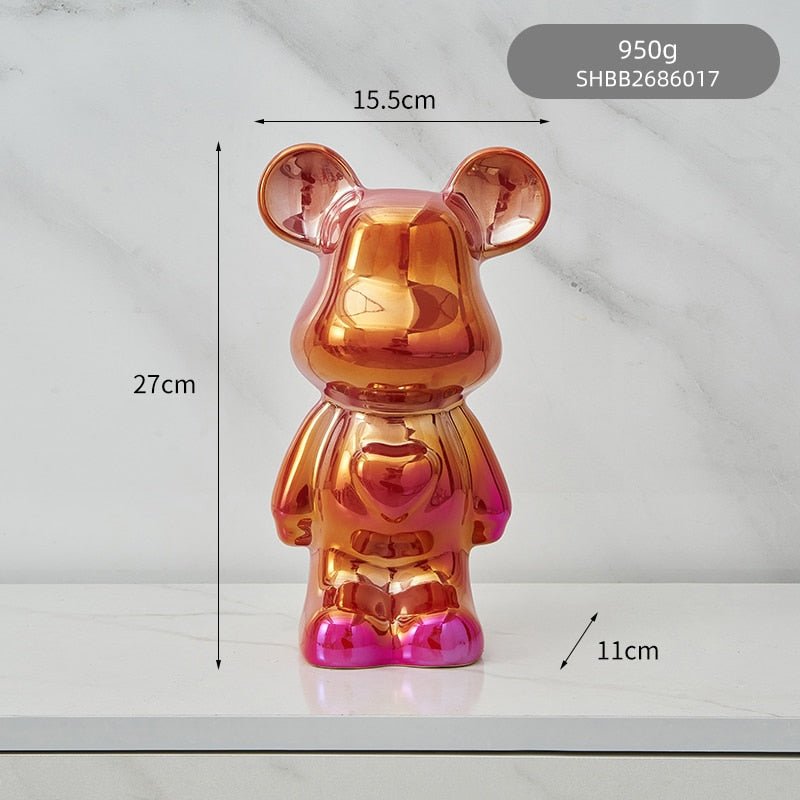 Colorful Ceramic Bear Sculpture and Statue Piggy Bank Desk Ornament - DormVibes