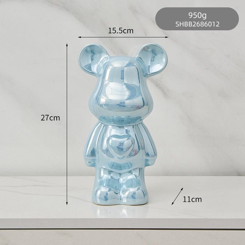 Colorful Ceramic Bear Sculpture and Statue Piggy Bank Desk Ornament - DormVibes