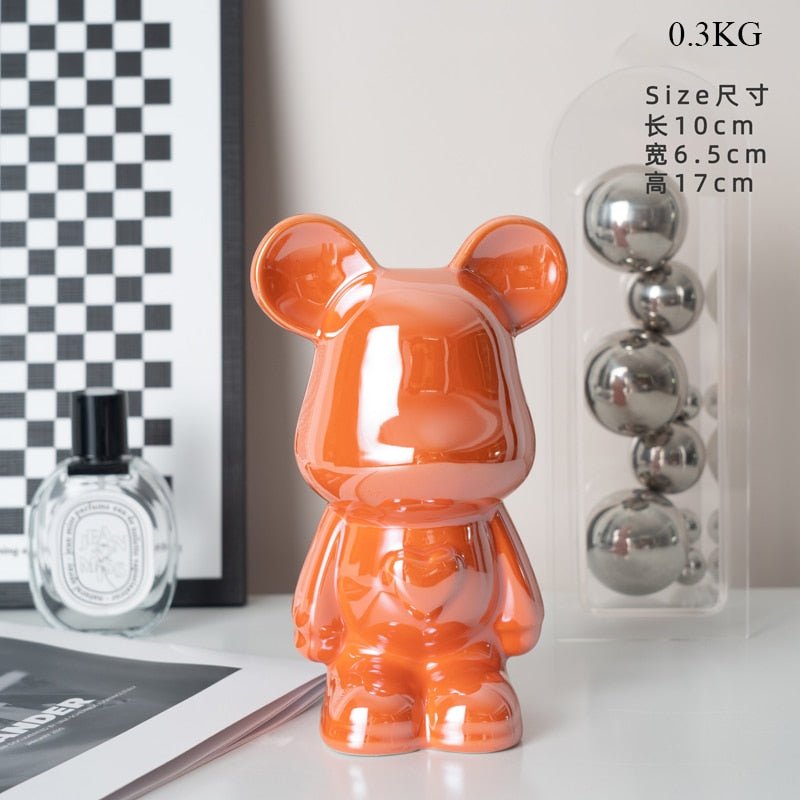 Colorful Ceramic Bear Sculpture and Statue Piggy Bank Desk Ornament - DormVibes