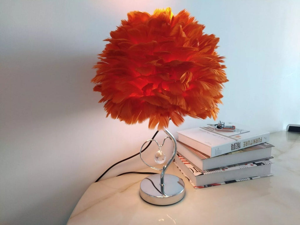 Colorful Feather Table Lamp with Adjustable Light Levels - DormVibes