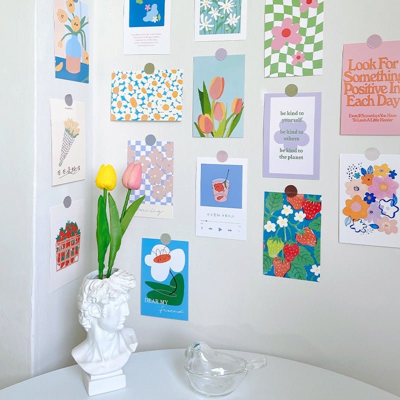 Colorful Flower Tulip Postcards Collage Kit - DormVibes