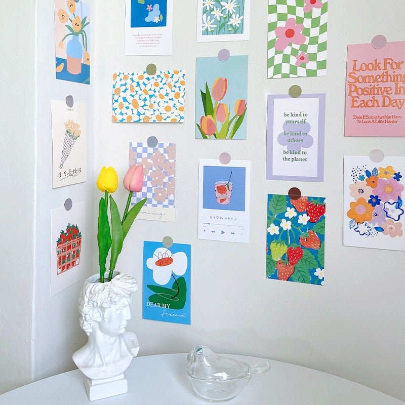 Colorful Flower Tulip Postcards Collage Kit - DormVibes
