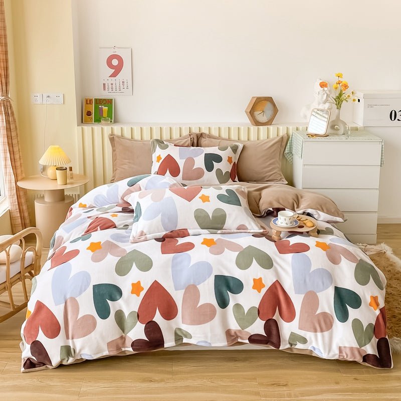 Colorful Hearts Bed Set - DormVibes