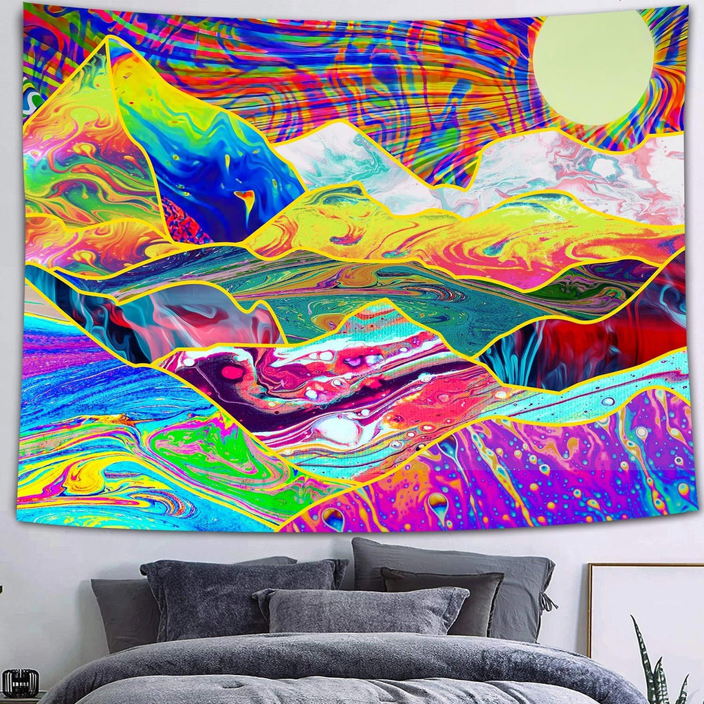 Colorful Vibrant Oil Pastel Blacklight Tapestry - DormVibes
