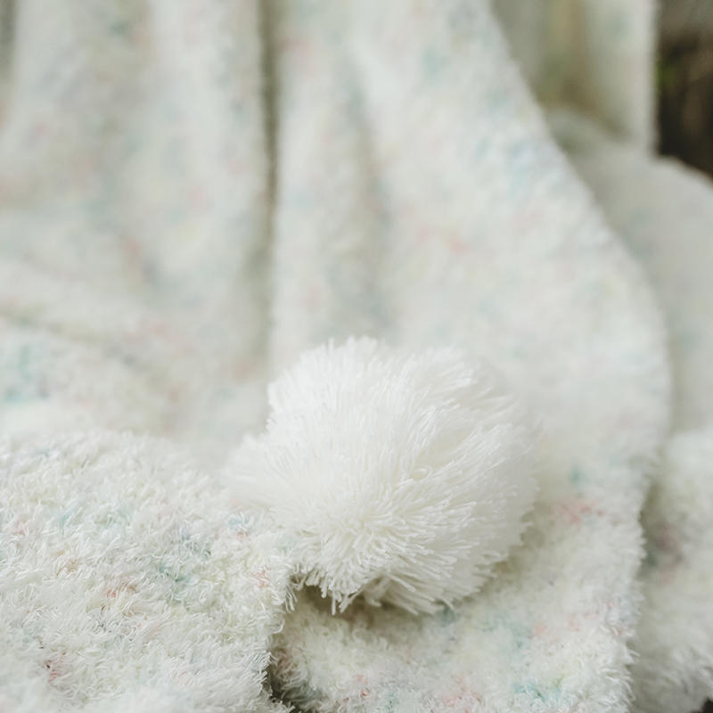 Confetti Pom Pom Throw Blanket - DormVibes