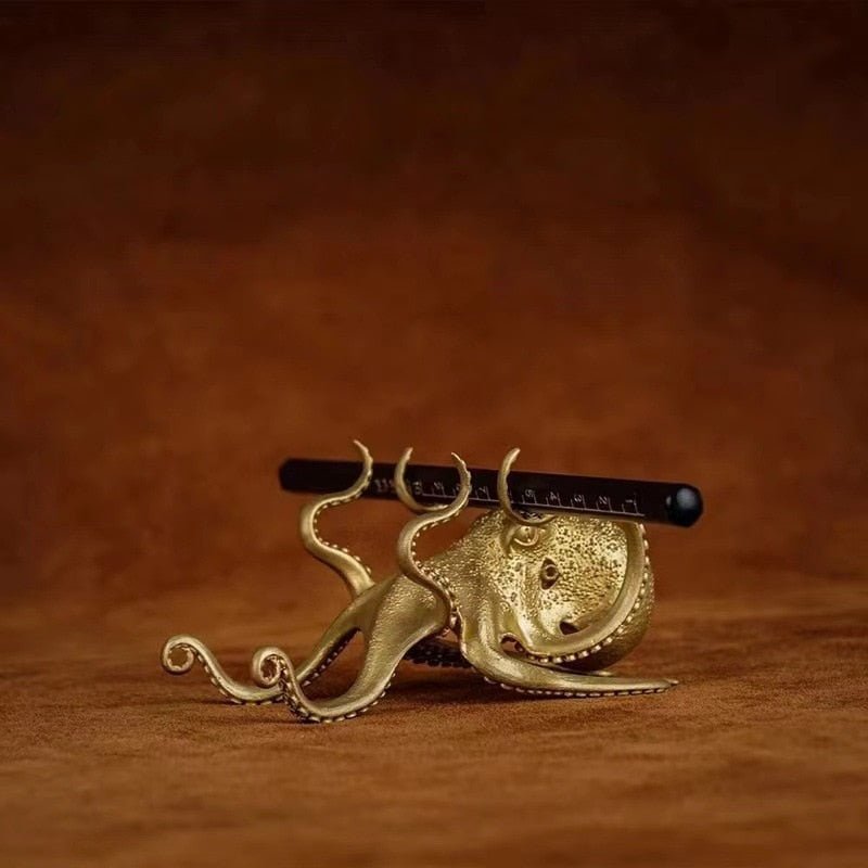 Creative Golden Octopus Mobile Phone Stand Desk Ornament - DormVibes