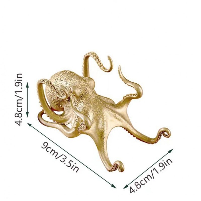 Creative Golden Octopus Mobile Phone Stand Desk Ornament - DormVibes