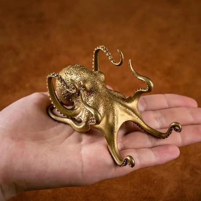 Creative Golden Octopus Mobile Phone Stand Desk Ornament - DormVibes