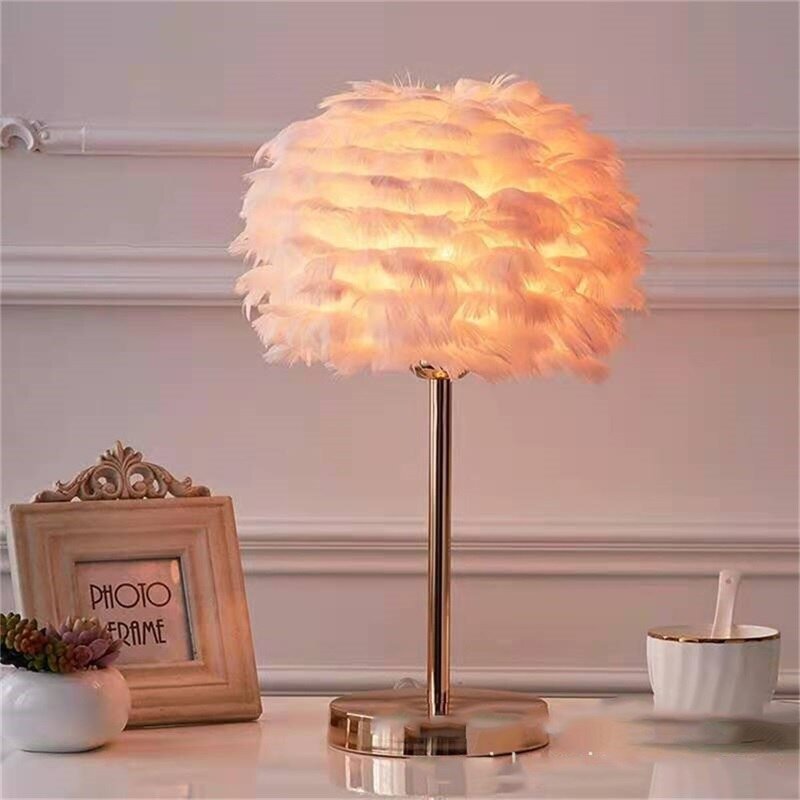 Creative Table Lamps Feather Desk Contemporary Lighting - DormVibes