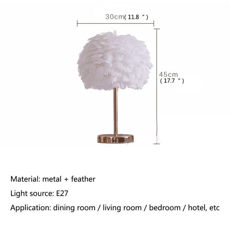 Creative Table Lamps Feather Desk Contemporary Lighting - DormVibes