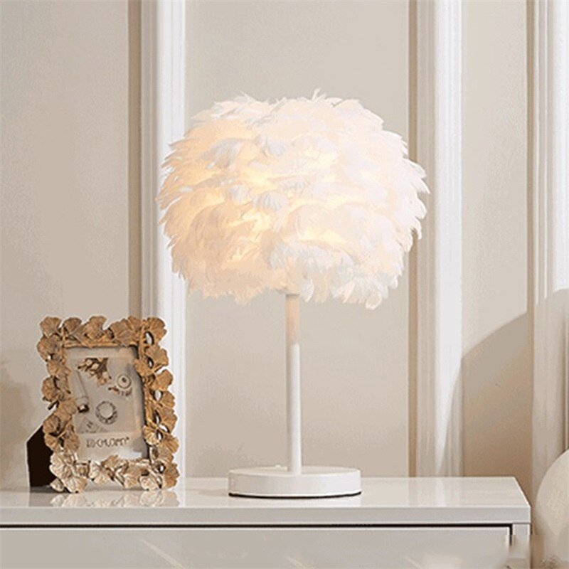 Creative Table Lamps Feather Desk Contemporary Lighting - DormVibes