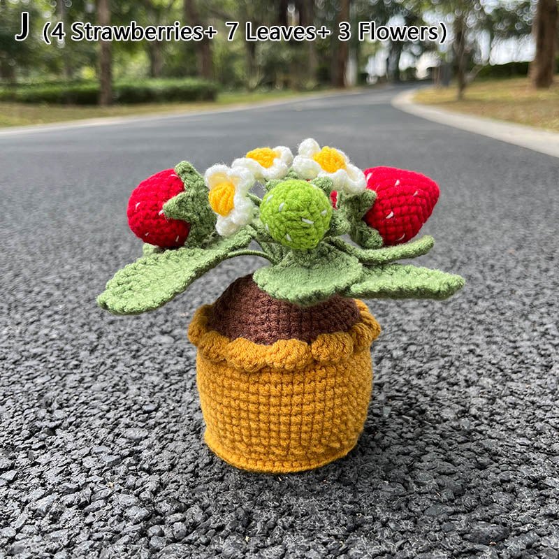 Crochet Strawberry Plants Bonsai: Cute Artificial Potted Plant, Handma –  DormVibes