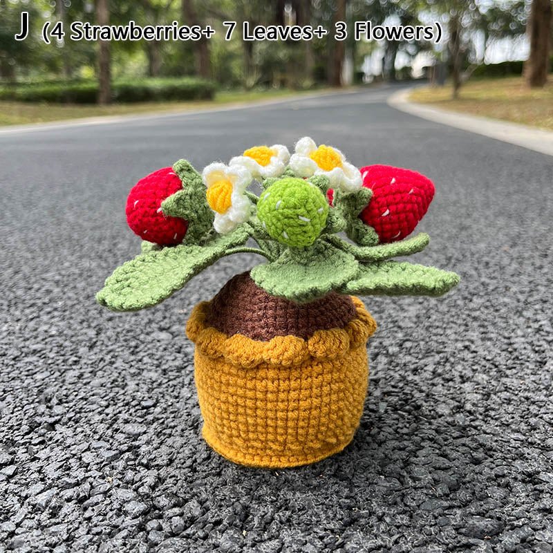 Crochet Strawberry Plants Bonsai: Cute Artificial Potted Plant, Handmade Gift for Her, Amigurumi Home Table Decor and Office Desk Accessory - DormVibes