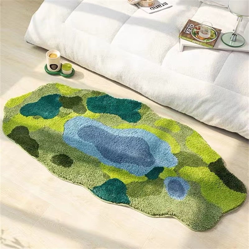 Crochet-Style Earthy Plush Rugs: Irregular Shaped, Non-Slip Nordic Mat for Bathrooms, Living Rooms, and Bedrooms - DormVibes