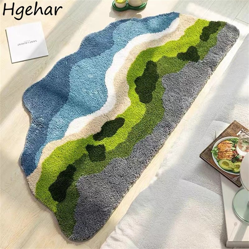 Crochet-Style Earthy Plush Rugs: Irregular Shaped, Non-Slip Nordic Mat for Bathrooms, Living Rooms, and Bedrooms - DormVibes