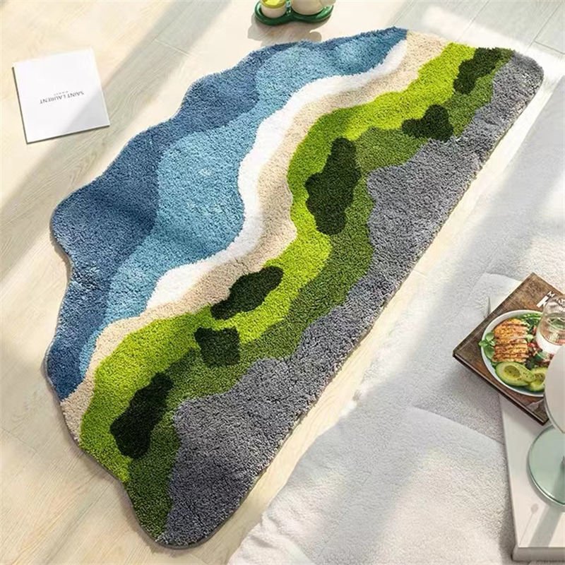 Crochet-Style Earthy Plush Rugs: Irregular Shaped, Non-Slip Nordic Mat for Bathrooms, Living Rooms, and Bedrooms - DormVibes