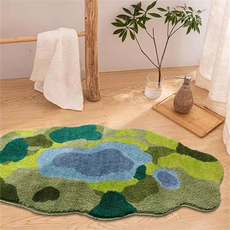 Crochet-Style Earthy Plush Rugs: Irregular Shaped, Non-Slip Nordic Mat for Bathrooms, Living Rooms, and Bedrooms - DormVibes