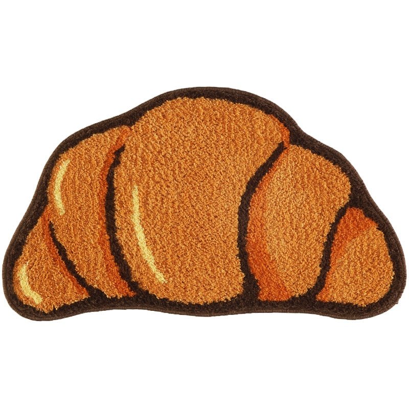 Croissant Shaped Tufted Rug: Cozy & Fluffy Cute Bread Rug for Your Room - DormVibes