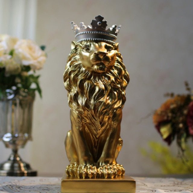Crown Lions Figurine Desk Ornament - DormVibes