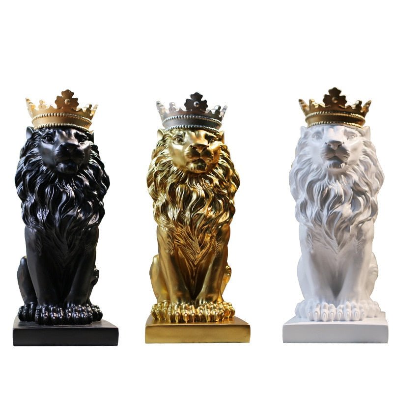 Crown Lions Figurine Desk Ornament - DormVibes