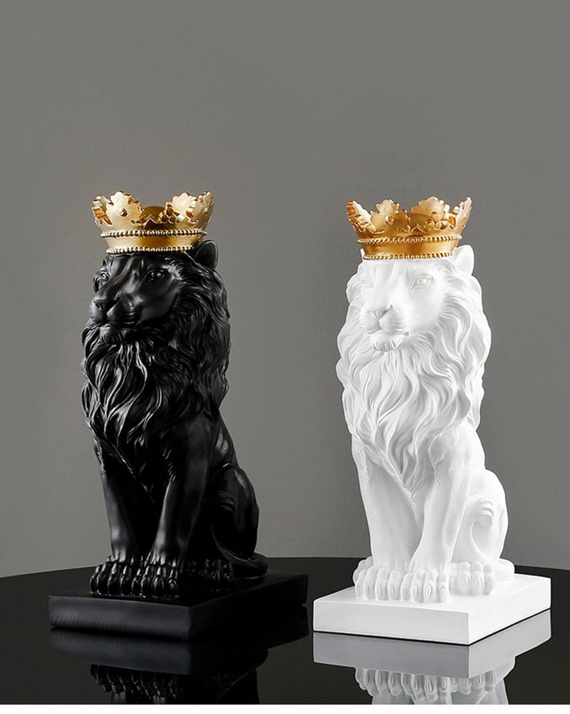 Crown Lions Figurine Desk Ornament - DormVibes