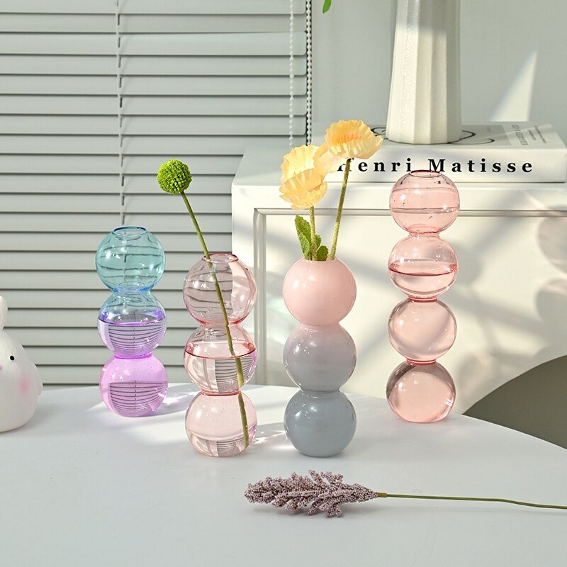 Crystal Ball Bubble Glass Flower Vase - Colorful Art Hydroponics Desktop Ornaments for Creative Home Decor - DormVibes