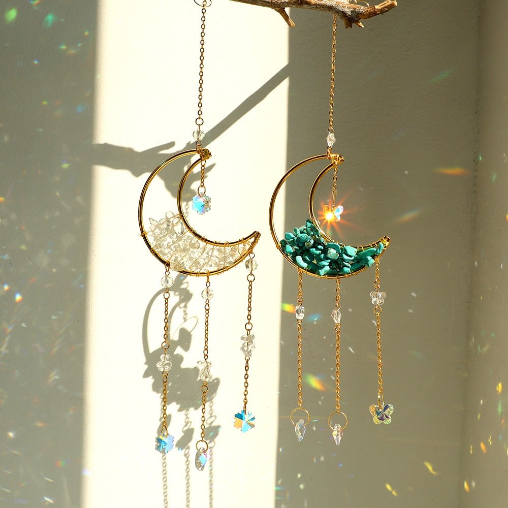 Crystal Moon Amethyst Rainbow Suncatcher. - DormVibes