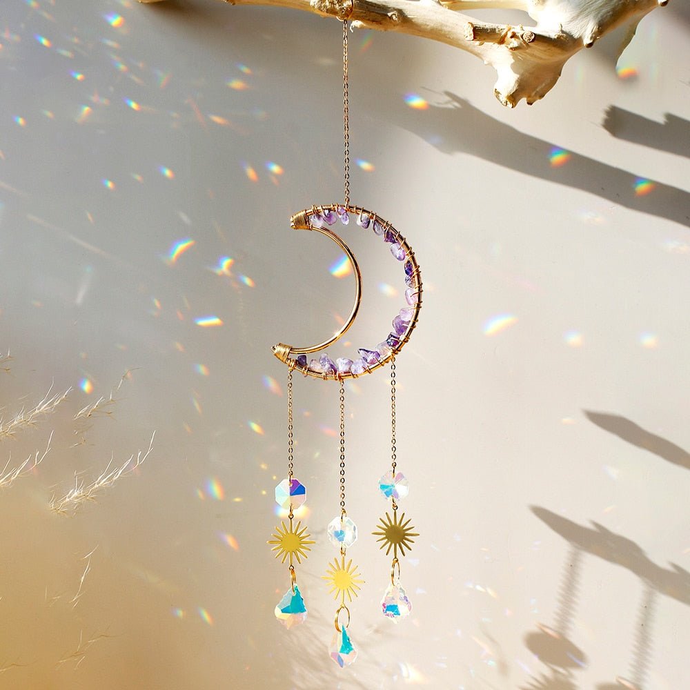 1pc/2pcs Suncatcher En Cristal Suspendu Moon Crystal Rainbow
