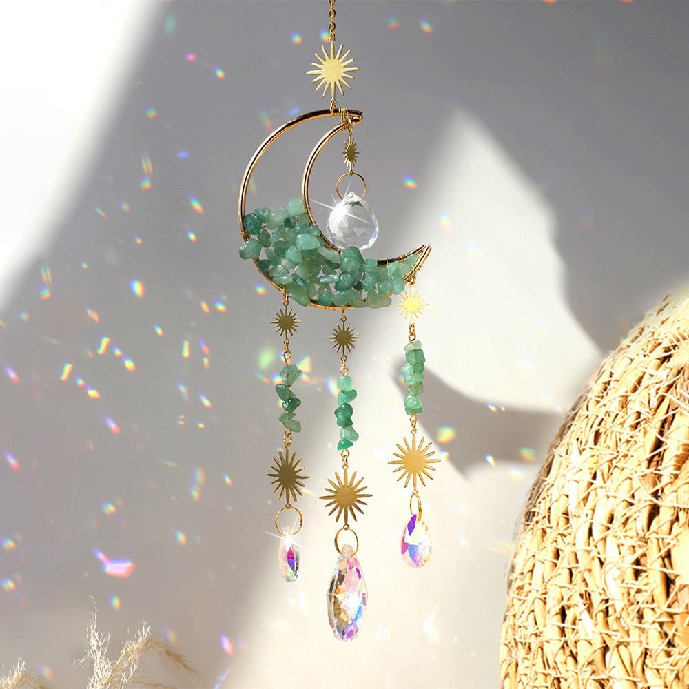 Crystal Moon Amethyst Rainbow Suncatcher. - DormVibes