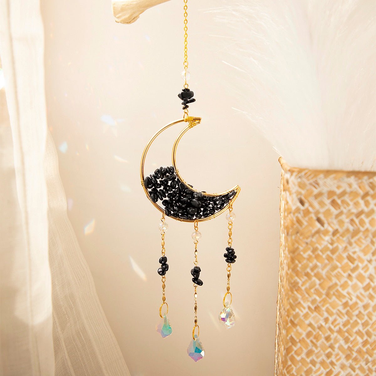 Crystal Moon Amethyst Rainbow Suncatcher. - DormVibes