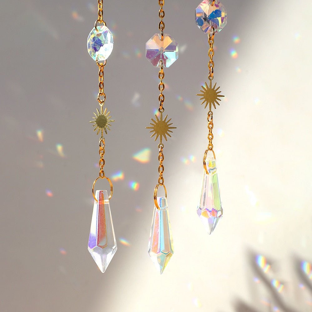 Crystal Moon Amethyst Rainbow Suncatcher. - DormVibes