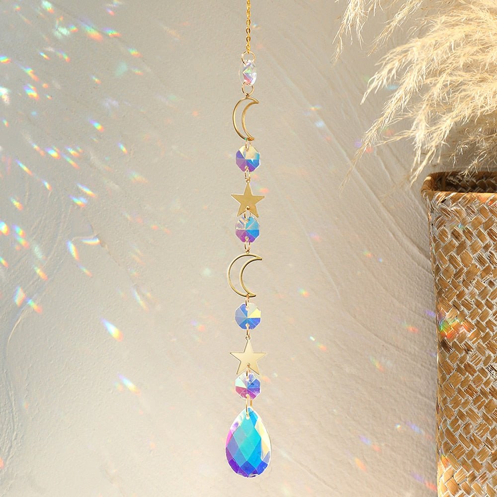 Crystal Sun and Moon Aesthetic Suncatcher - DormVibes