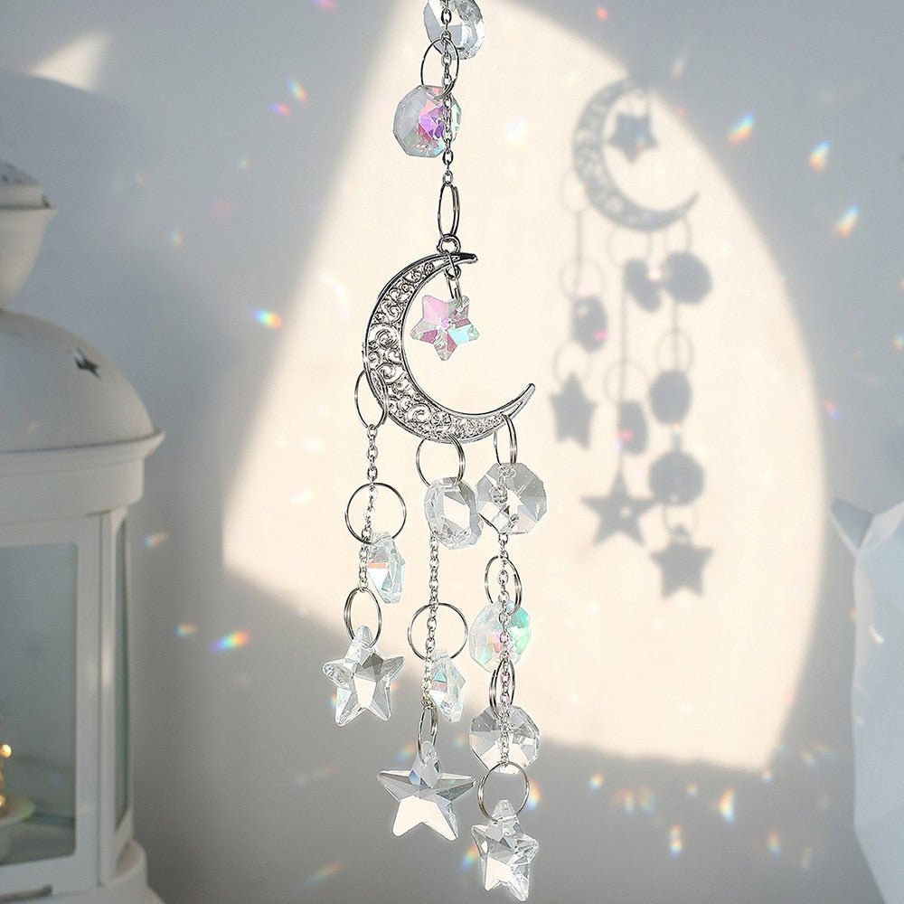 Crystal Sun and Moon Aesthetic Suncatcher - DormVibes