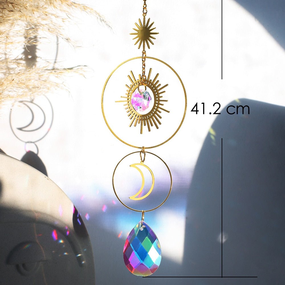 Crystal Sun and Moon Aesthetic Suncatcher - DormVibes