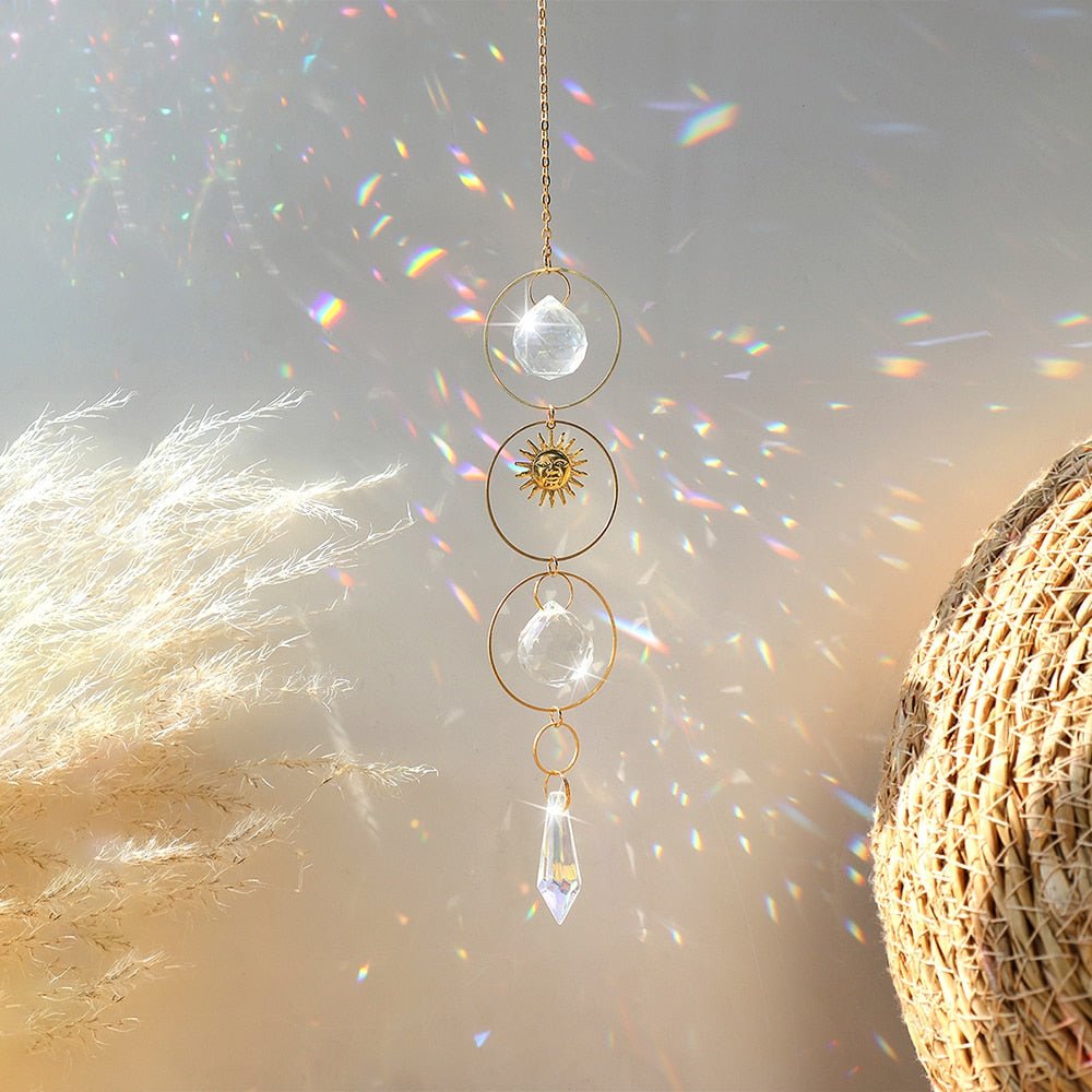 Crystal Sun and Moon Aesthetic Suncatcher - DormVibes