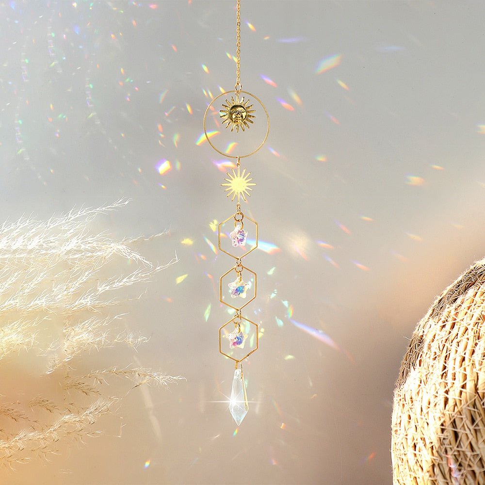 Crystal Sun and Moon Aesthetic Suncatcher - DormVibes