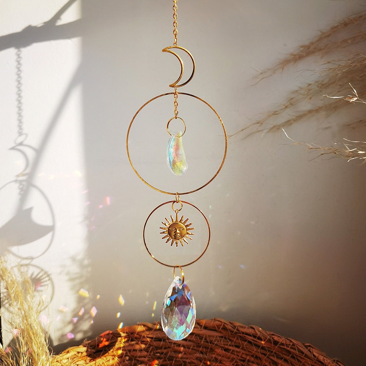 Crystal Sun and Moon Aesthetic Suncatcher - DormVibes