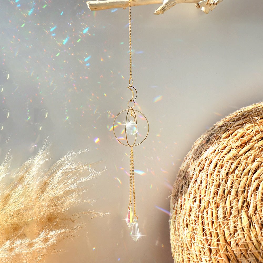 Crystal Sun and Moon Aesthetic Suncatcher - DormVibes