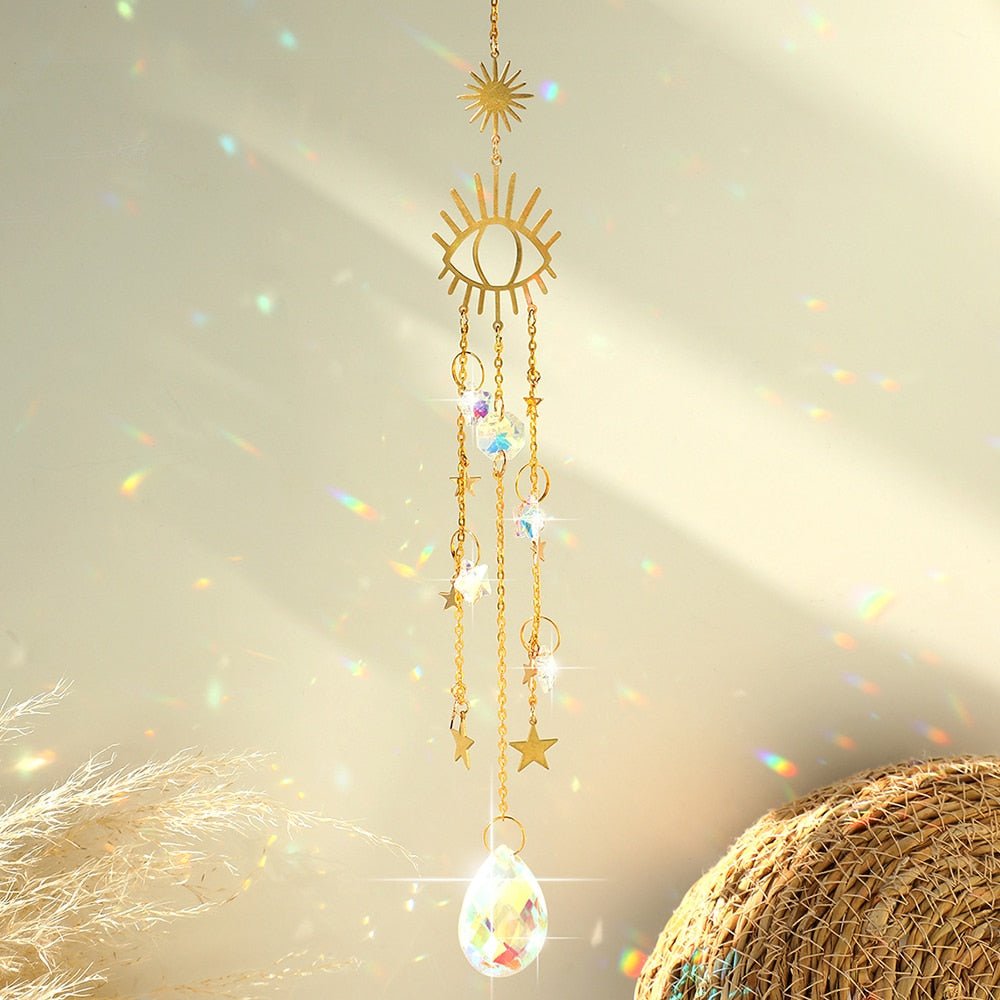 Crystal Sun and Moon Aesthetic Suncatcher - DormVibes